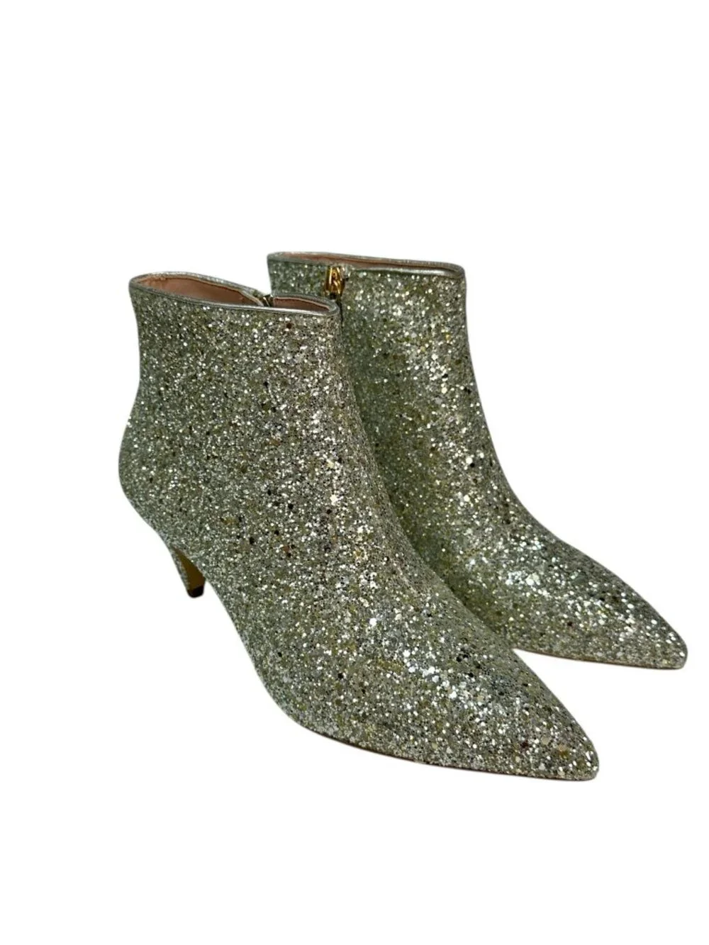Kate Spade Women's Stan Kitten Heel Glitter Booties Silver Size 8 M
